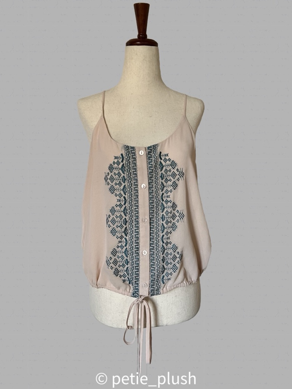 Rory Beca- Medium -Blush Pink Sleeveless Embellished Tank Top